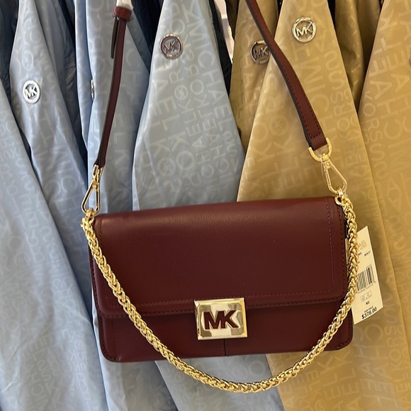 Michael Kors Sonia Medium Leather Shoulder Bag Merlot - Picture 4 of 16